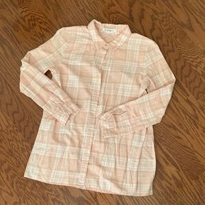 BCBGeneration Light Pink Plaid Flannel Button Down